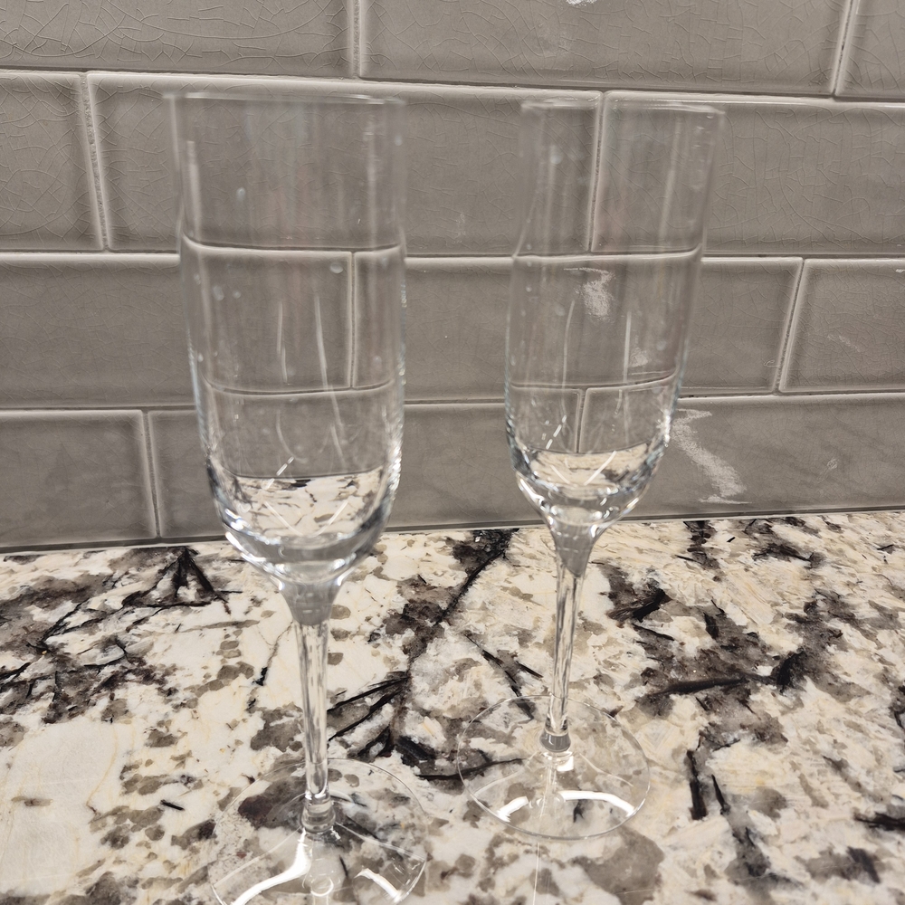 Tiffany & Co. Clear Crystal Champagne Flutes - Pair